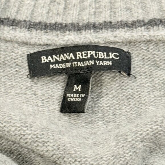 Banana Republic Gray 1/4 Zip Italian Wool Blend Pullover Sweater Mens Medium - Picture 6 of 10